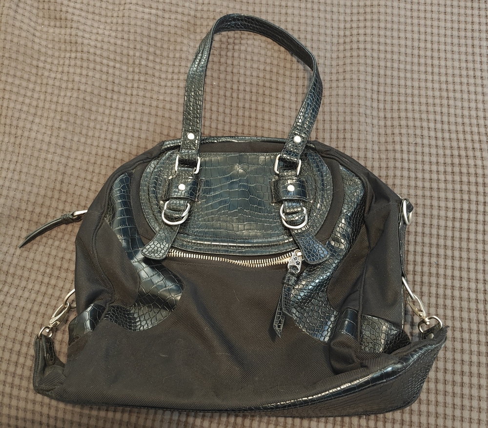 lululemon athletica Black Faux-Croc Tote Shoulder Bag